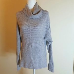 Express grey cowl neck knit long sleeve sweater size small